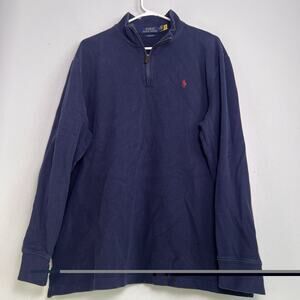 Polo Ralph Lauren Sweater Mens Sz XL Gray 1/4 Zip Mock Neck Casual Pony